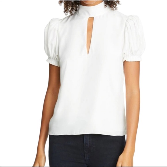 FRAME Off White Keyhole Neck Silk Party Top Size M - Picture 2 of 12